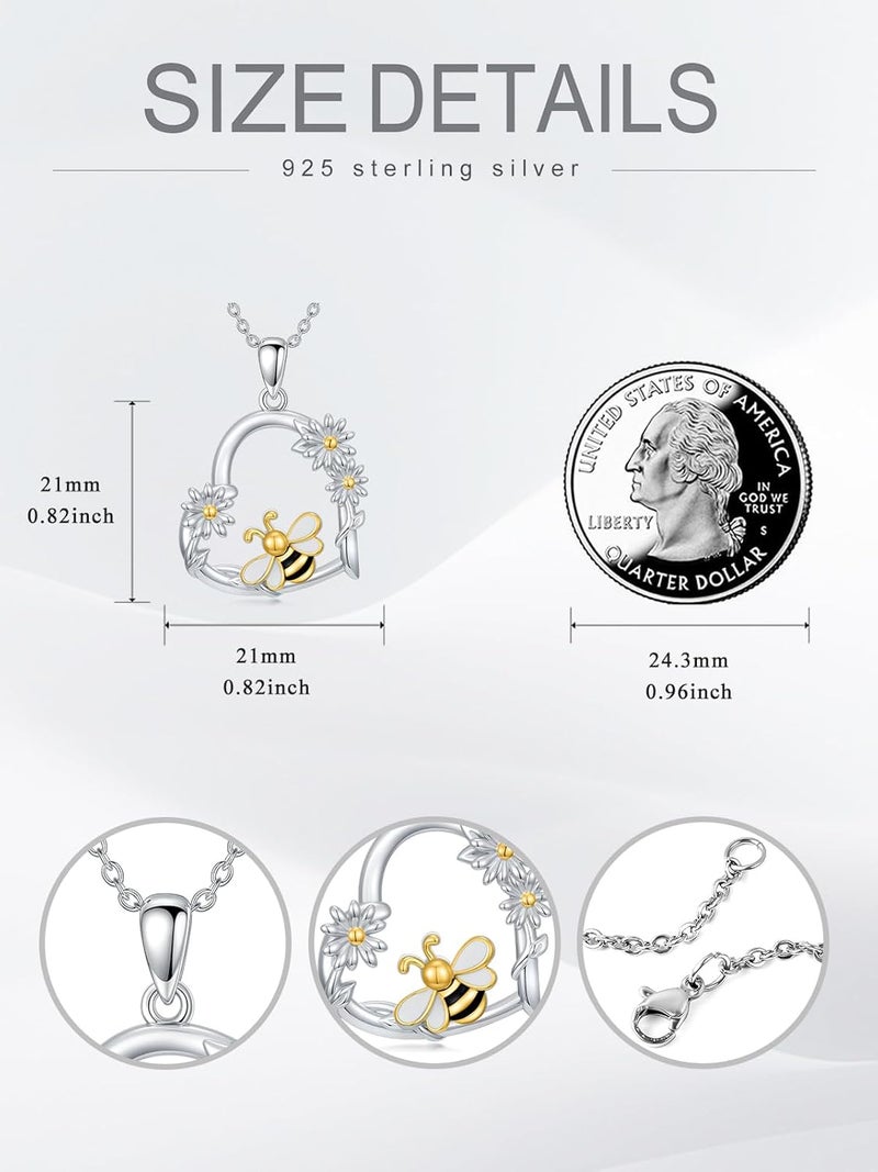 Cargari Store Dragonfly/Butterfly/Elephant/Hummingbird/Axolotl/Horse/Panda/Bee necklace for Women 925 Sterling Silver Heart Pendant Necklace Animal Jewelry Gifts for Women - Image 5